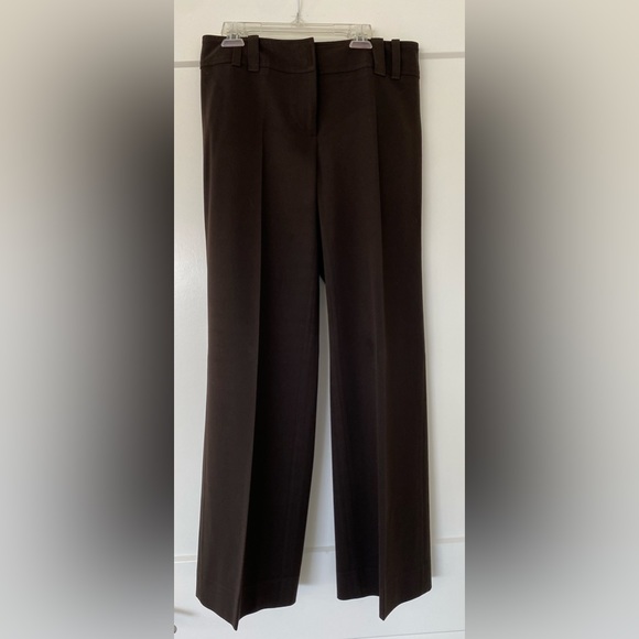 Ann Taylor Loft Brown-Straight Wide Leg Trousers-“Ann”-Size 4. Sewn in pockets. - Picture 1 of 7